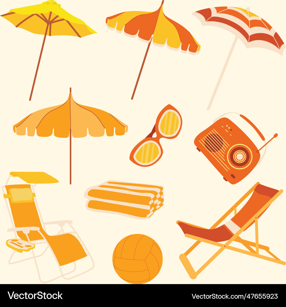 Summer beach elements collection Royalty Free Vector Image