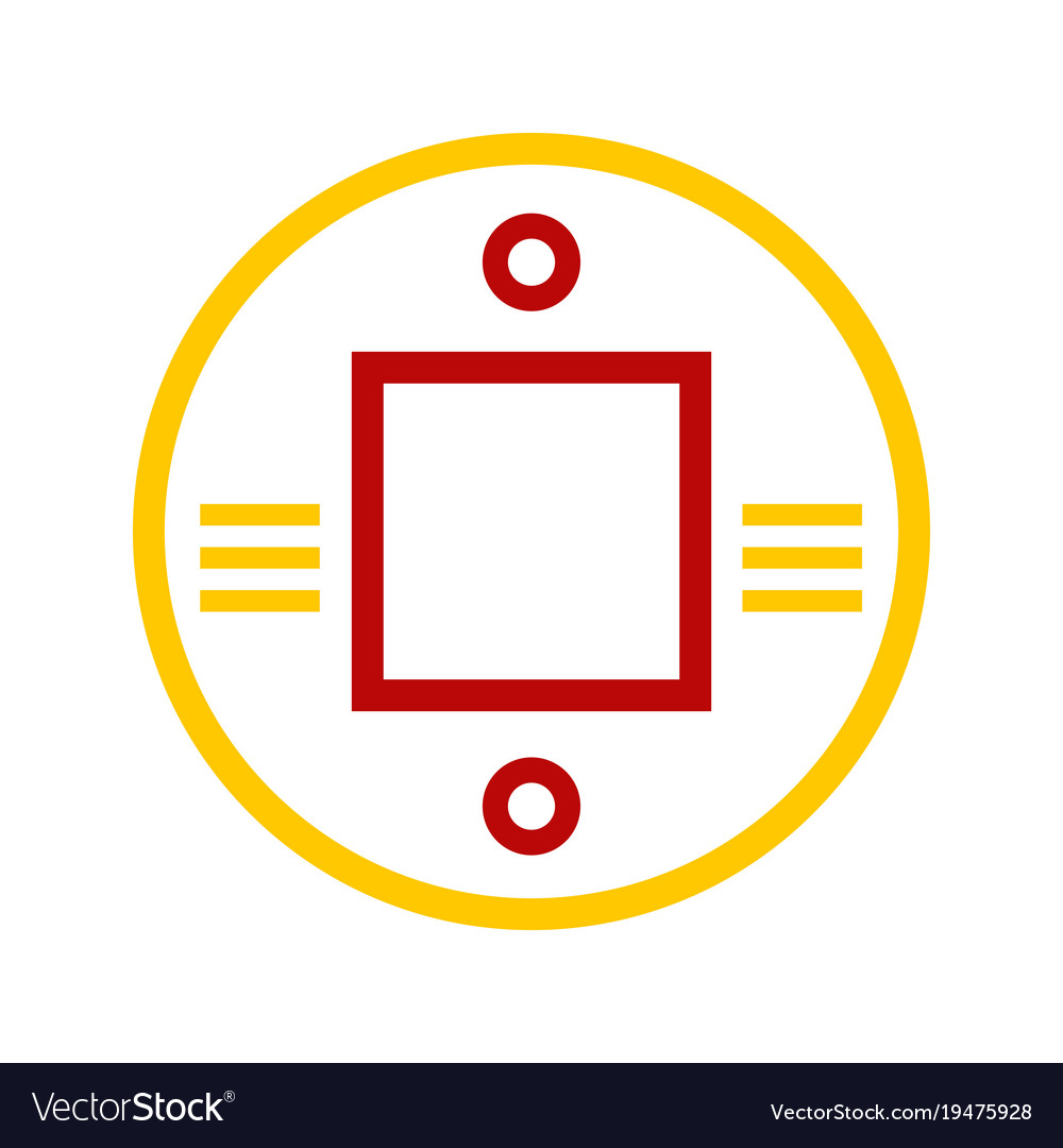 Abstract Chinese Gold Coin Symbol Graphic Vector Image