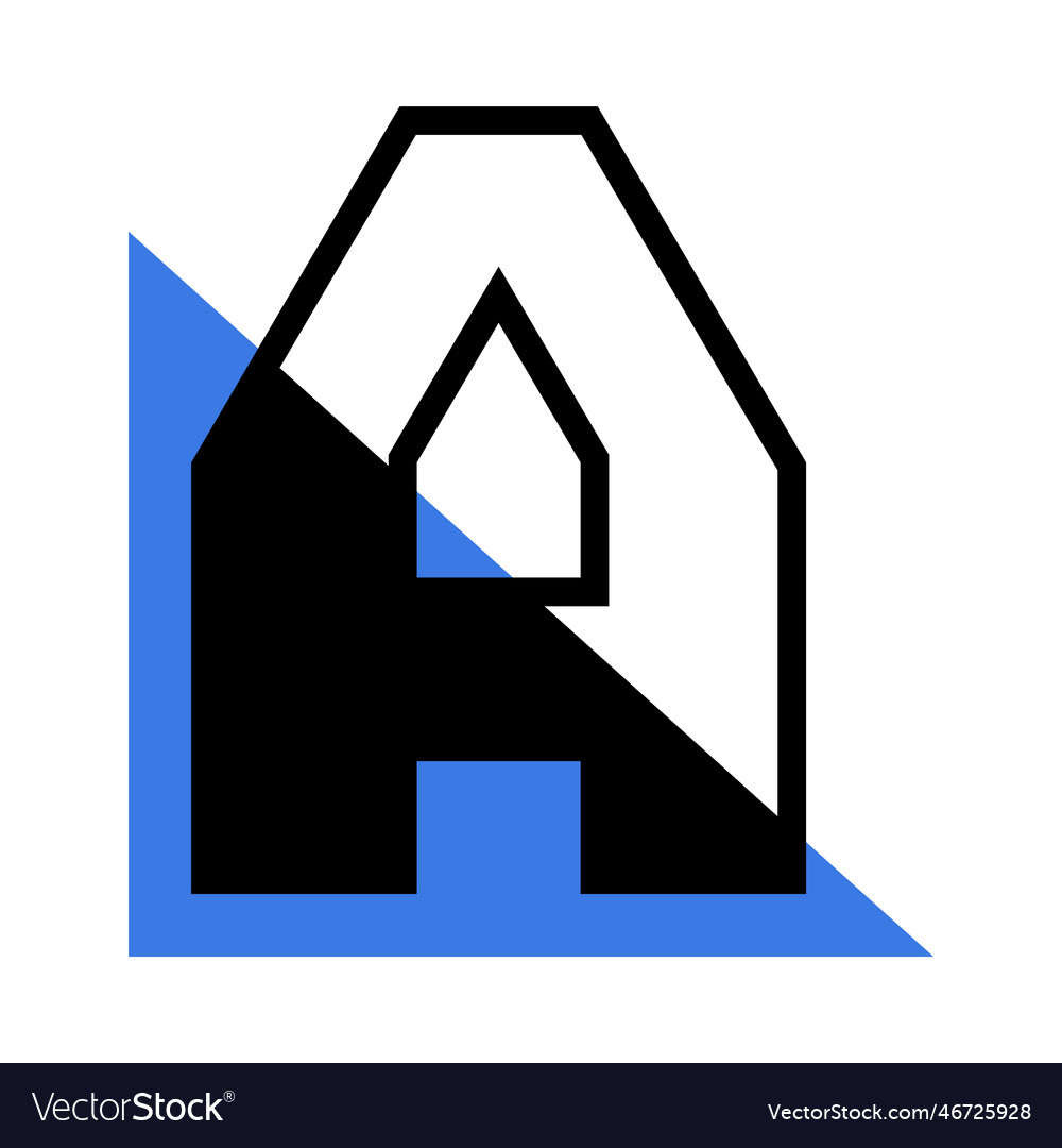 Alphabet letter a with blue triangle shape