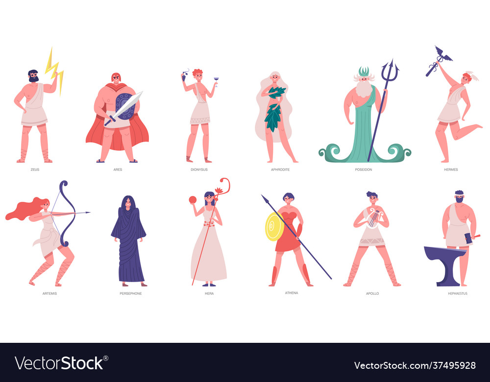 Ancient olympic gods greek and goddesses Vector Image