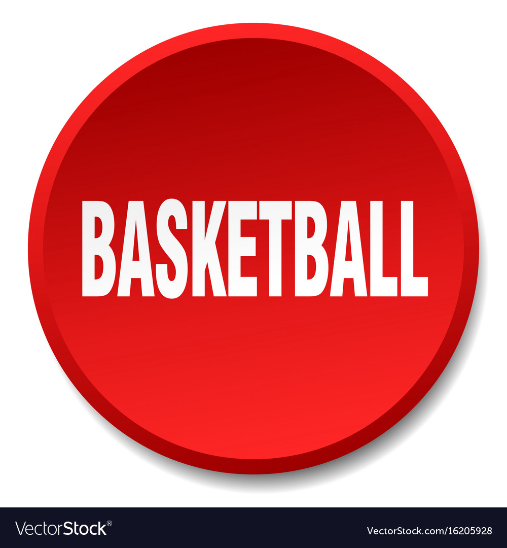 Basketball red round flat isolated push button