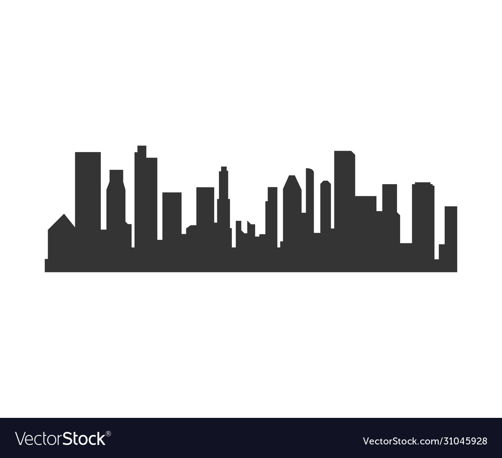 City silhouette in flat on white background Vector Image