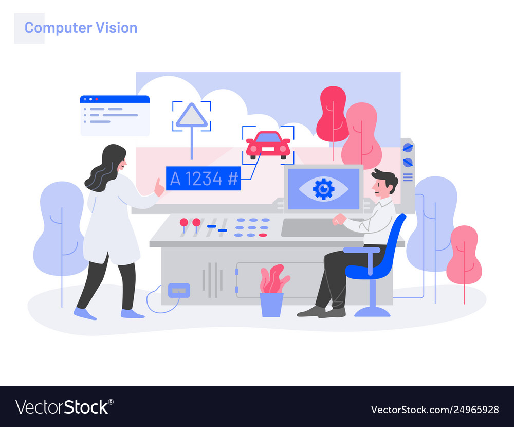 Computer vision concept modern flat design Vector Image