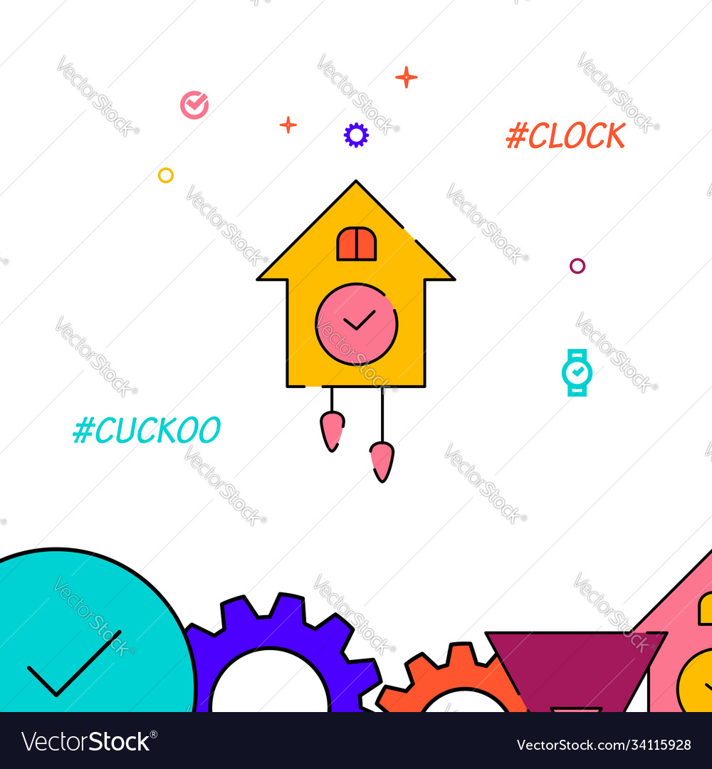 Cuckoo clock filled line icon simple vector image Cuckoo clock filled line icon simple