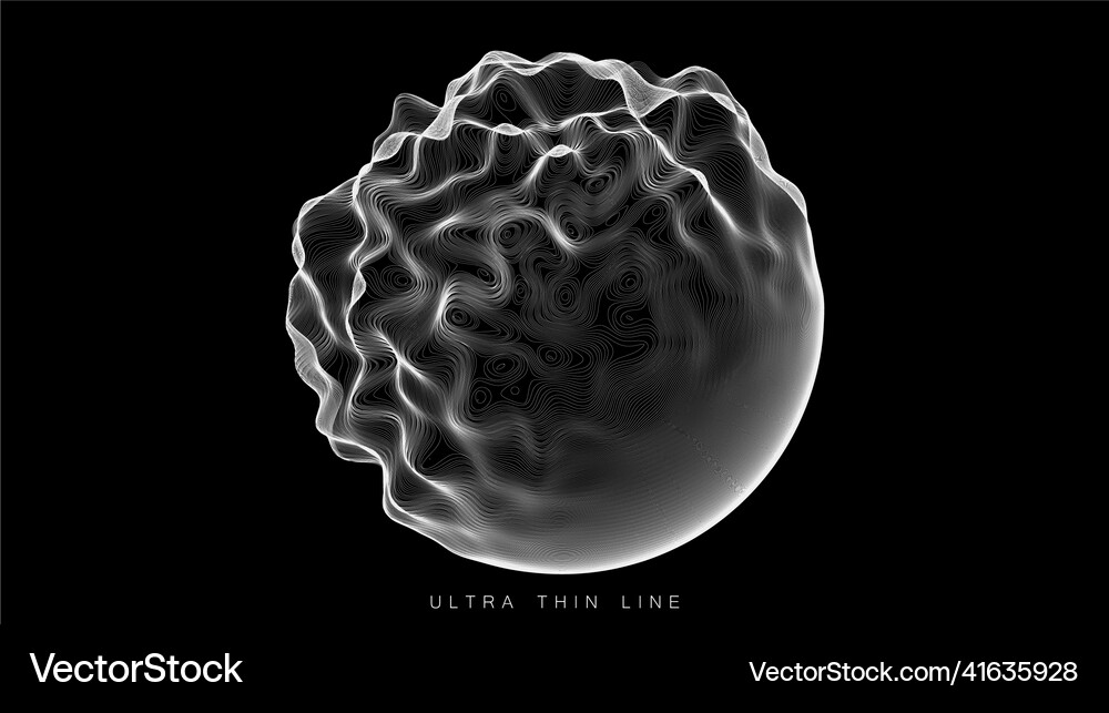 Distorted line spheres thin line glitch Royalty Free Vector