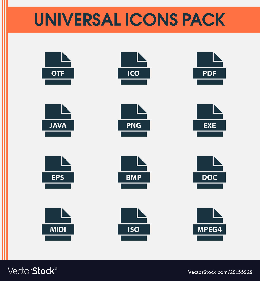File icons set with text exe otf and other folio