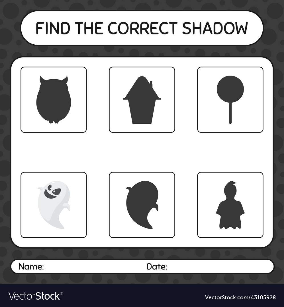 Find the correct shadows game with ghost vector image Find the correct shadows game with ghost