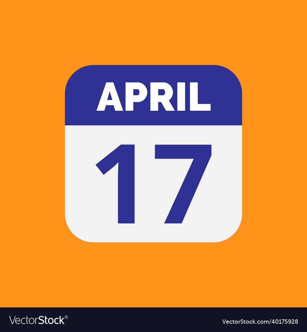 Flat april 17 calendar date icon stock