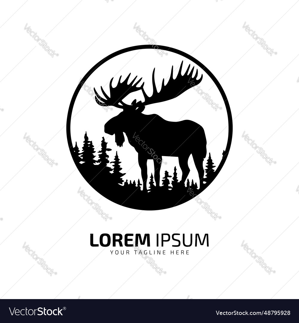 Minimal and abstract logo of moose elk icon fur