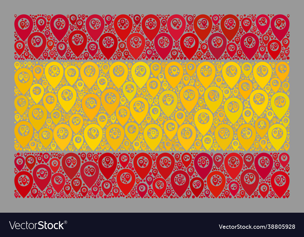 Pointer spain flag - mosaic with route marks Vector Image Pointer spain flag - mosaic with route marks