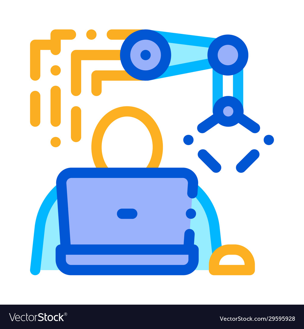 Programming robot icon outline vector image Programming robot icon outline