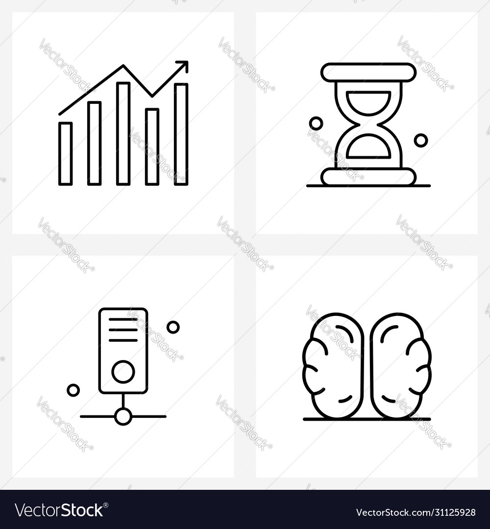 Simple set 4 line icons such as business data