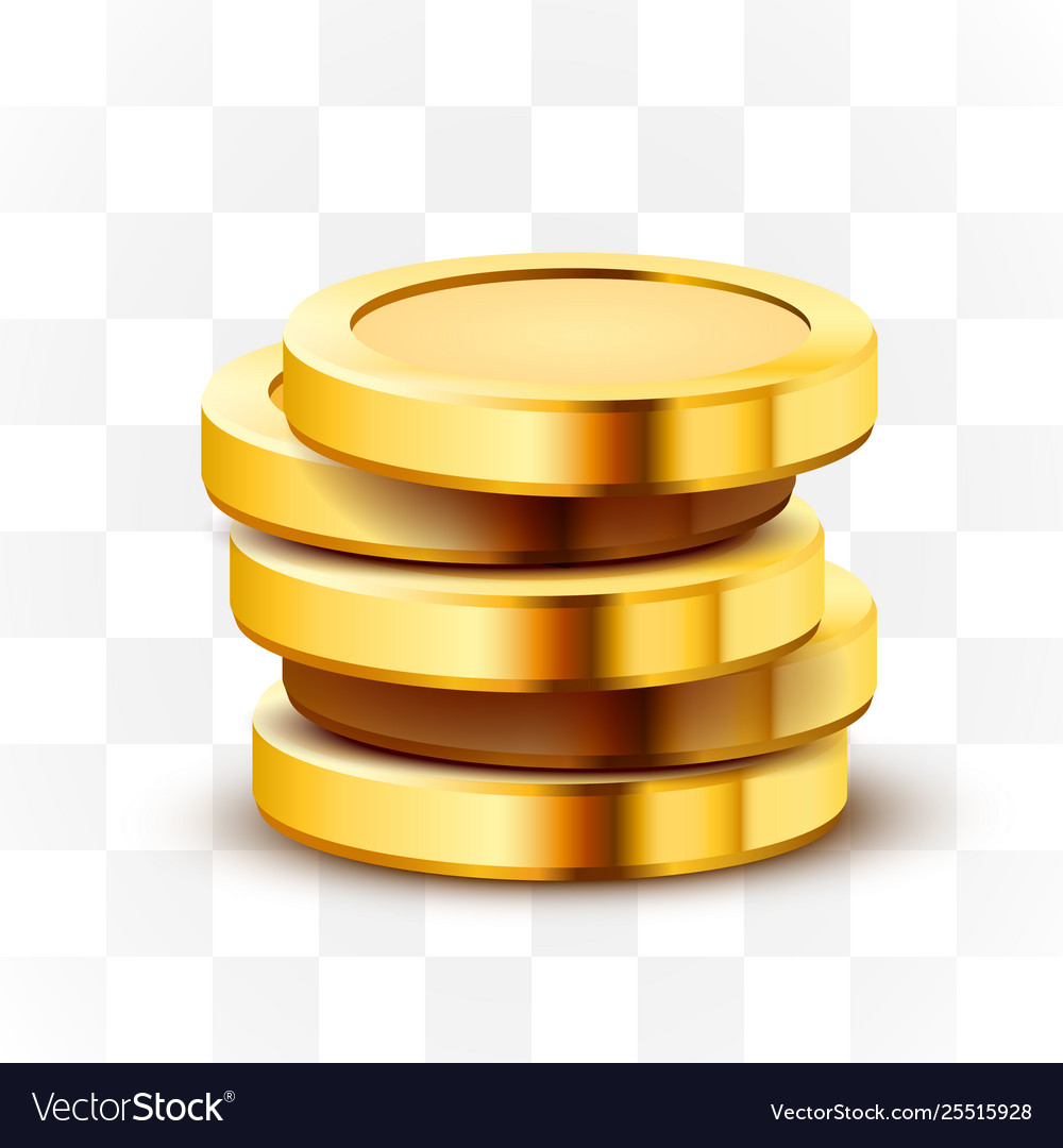 Stack golden dollar coins isolated on Royalty Free Vector