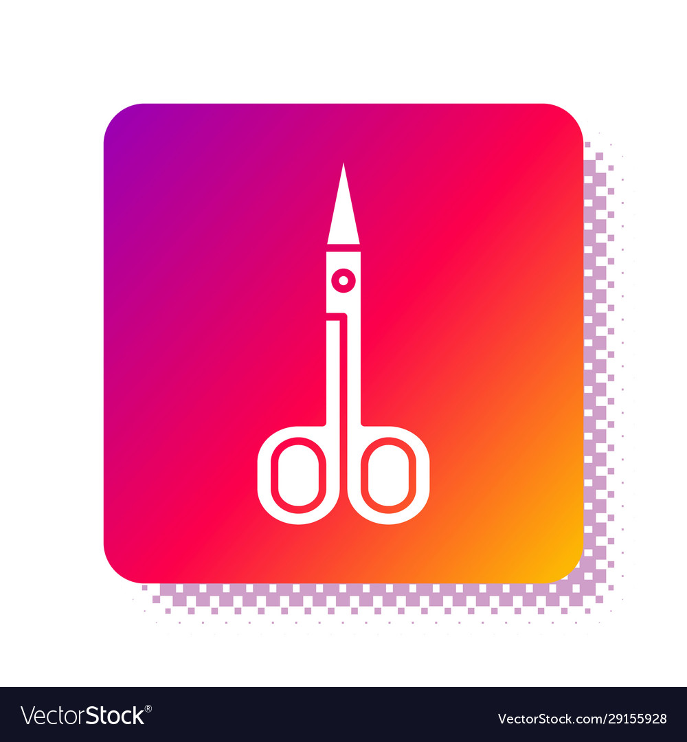 White scissors icon isolated on background