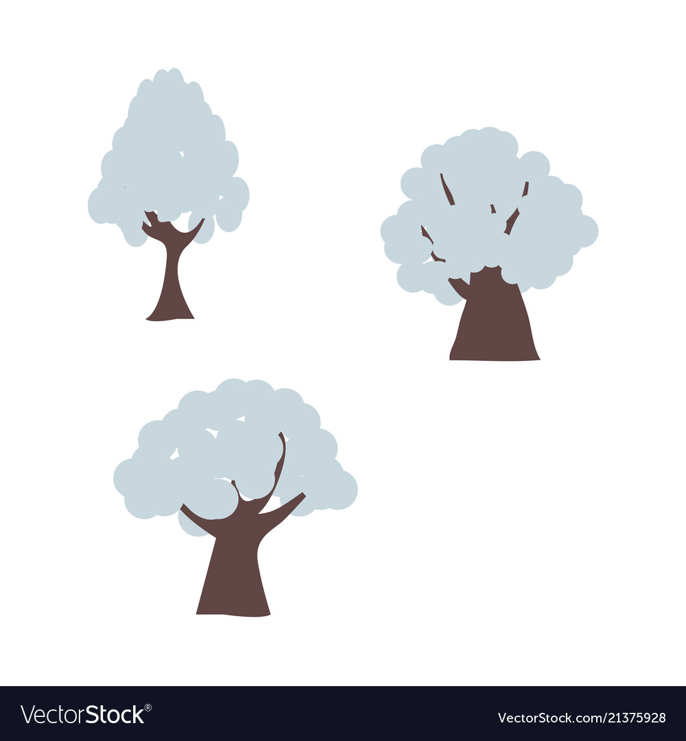 Winter trees in snow set with different shapes Vector Image Winter trees in snow set with different shapes