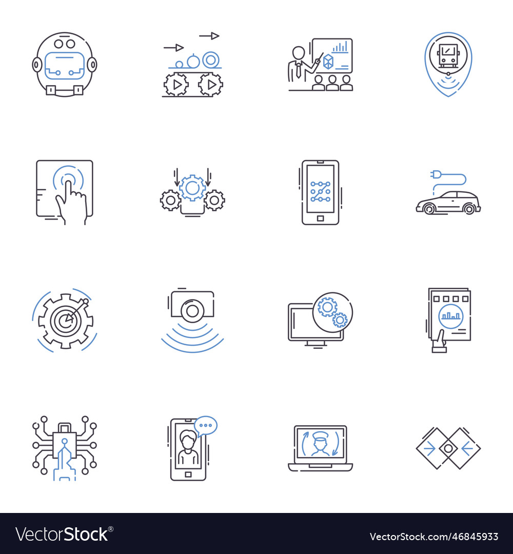 Artificial intelligence line icons collection vector image Artificial intelligence line icons collection