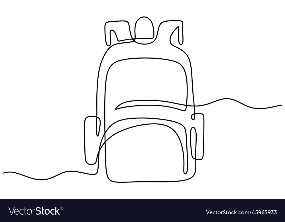 Backpack in continuous line drawing style vector image Backpack in continuous line drawing style