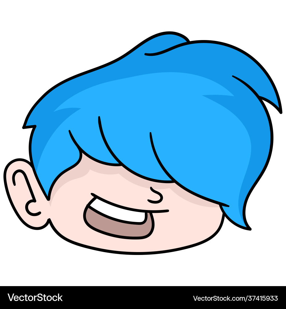 Boy head with blue hair and long bangs Royalty Free Vector