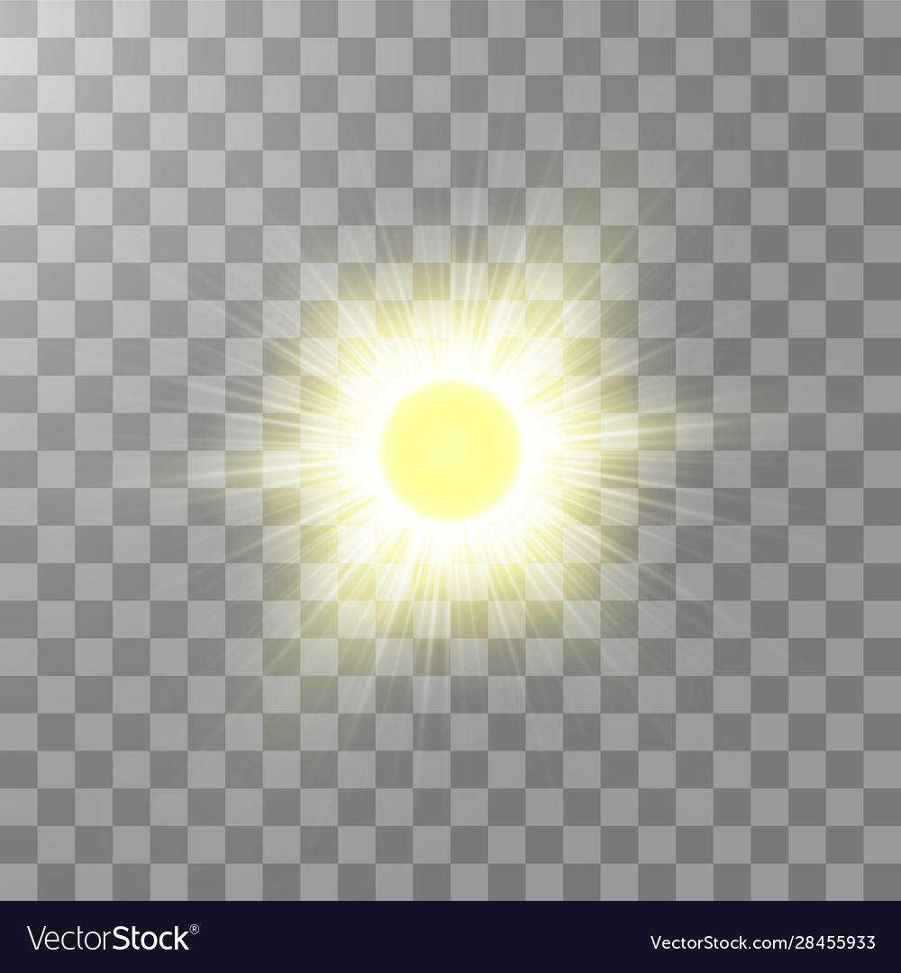 Bright shining sun isolated on transparent Vector Image