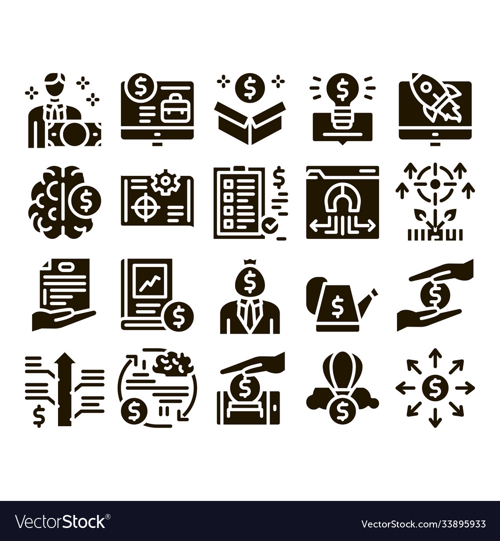 Crowdfunding business glyph set