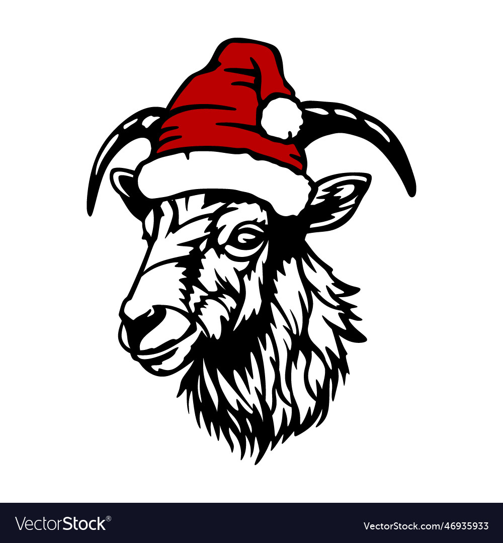 Cute goat santa Royalty Free Vector Image - VectorStock