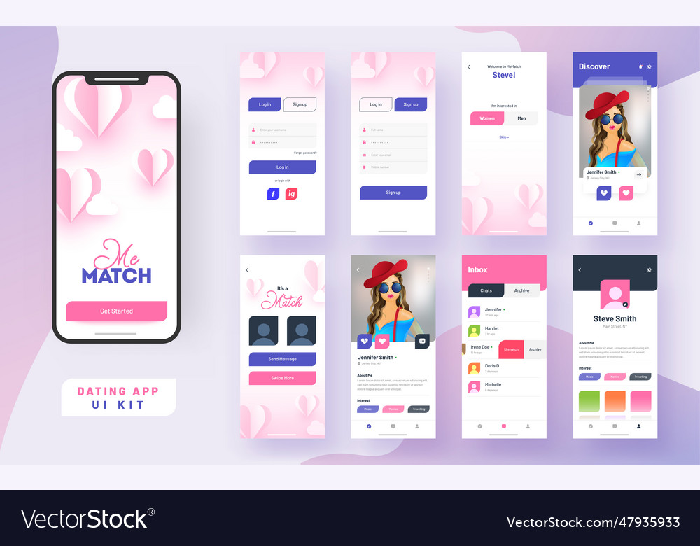 Dating app ui kit for responsive mobile
