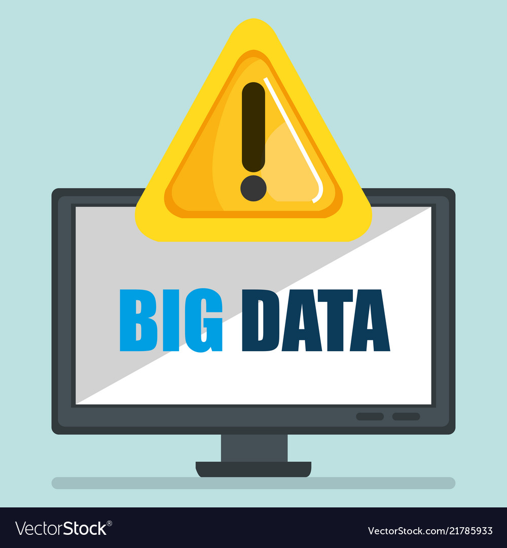 Desktop computer with big data icons vector image Desktop computer with big data icons