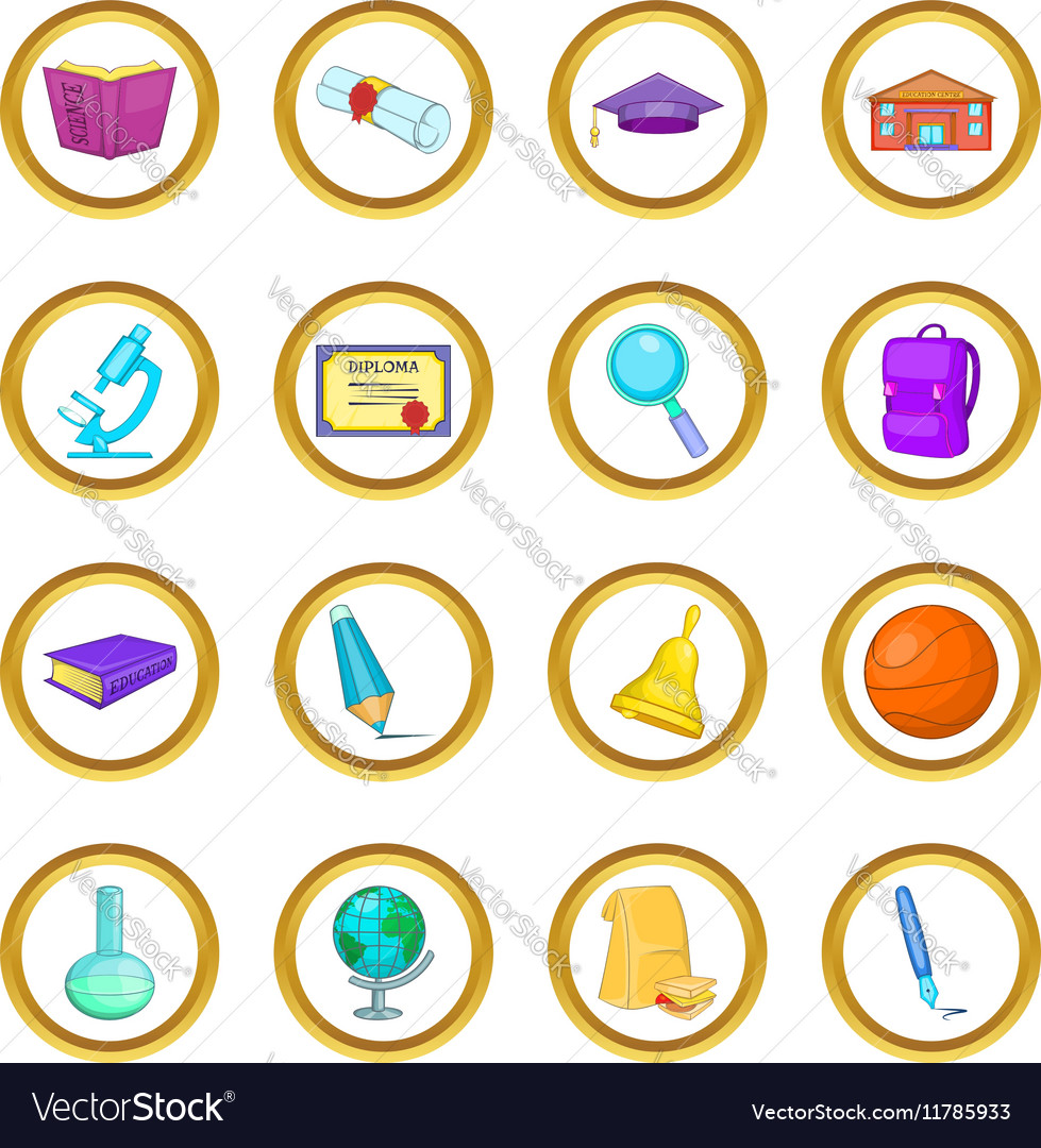 Education set cartoon style Royalty Free Vector Image