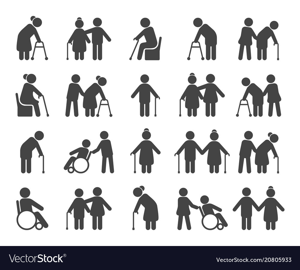 Elderly People Icon Set Royalty Free Vector Image 9292