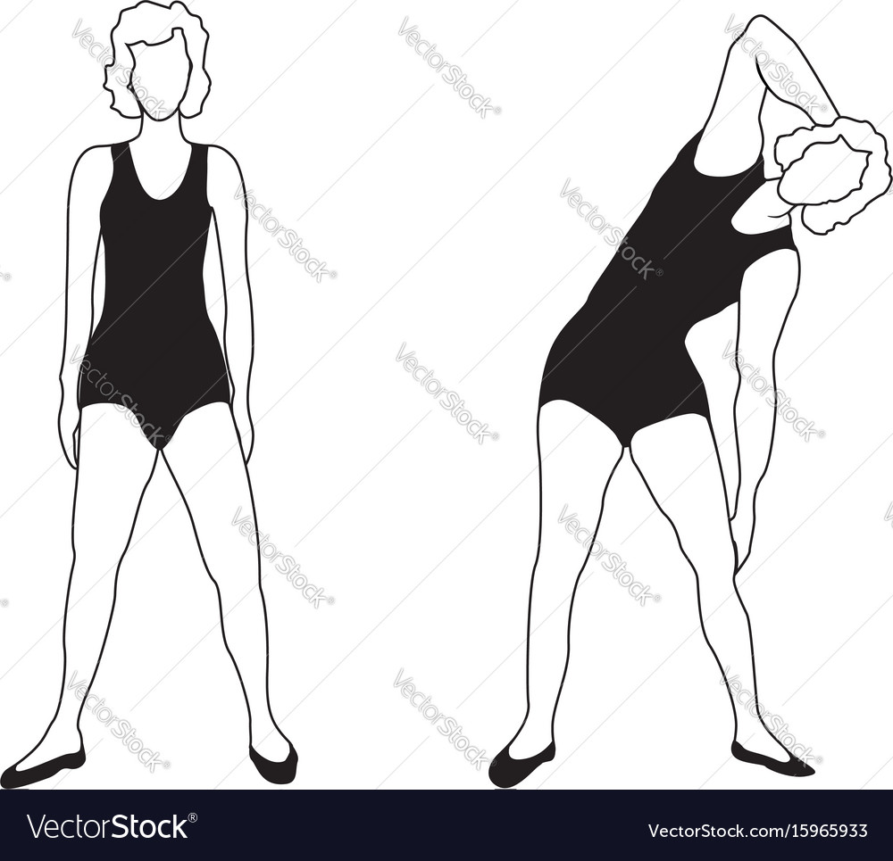 Elegant women silhouettes doing fitness exercises