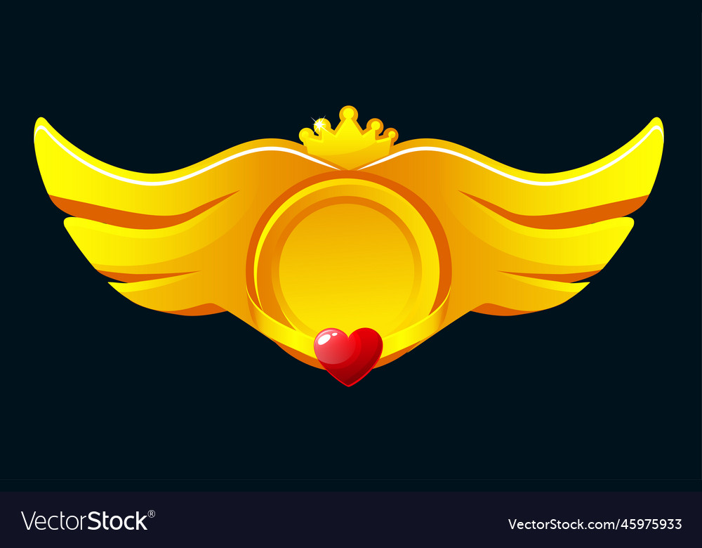 Game badges button in circle frame with wings vector image Game badges button in circle frame with wings