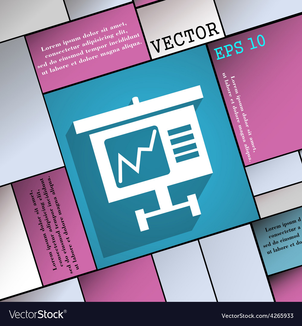 Graph icon symbol flat modern web design with long
