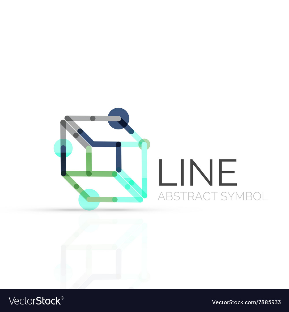 Linear abstract logo connected multicolored