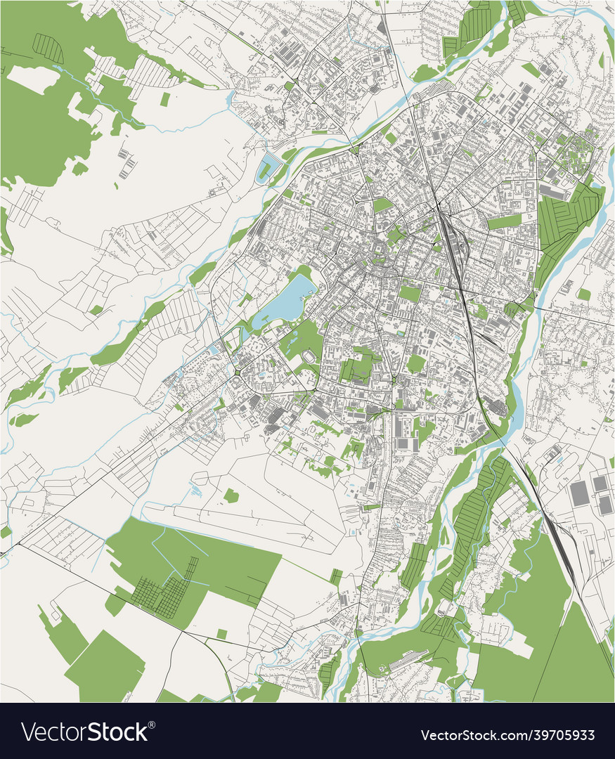 Map Of The City Of Ivano-frankivsk Ukraine Vector Image