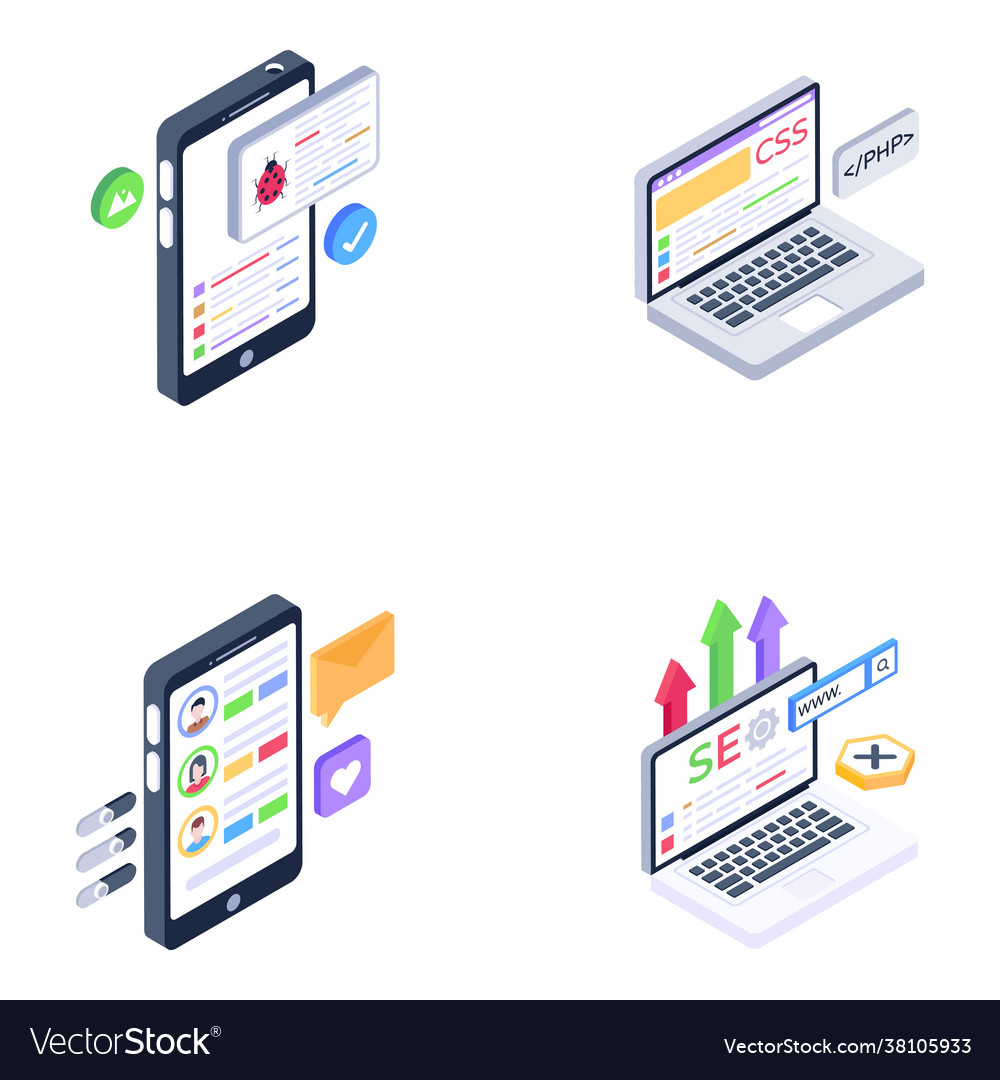 Pack user experience and ui isometric icons