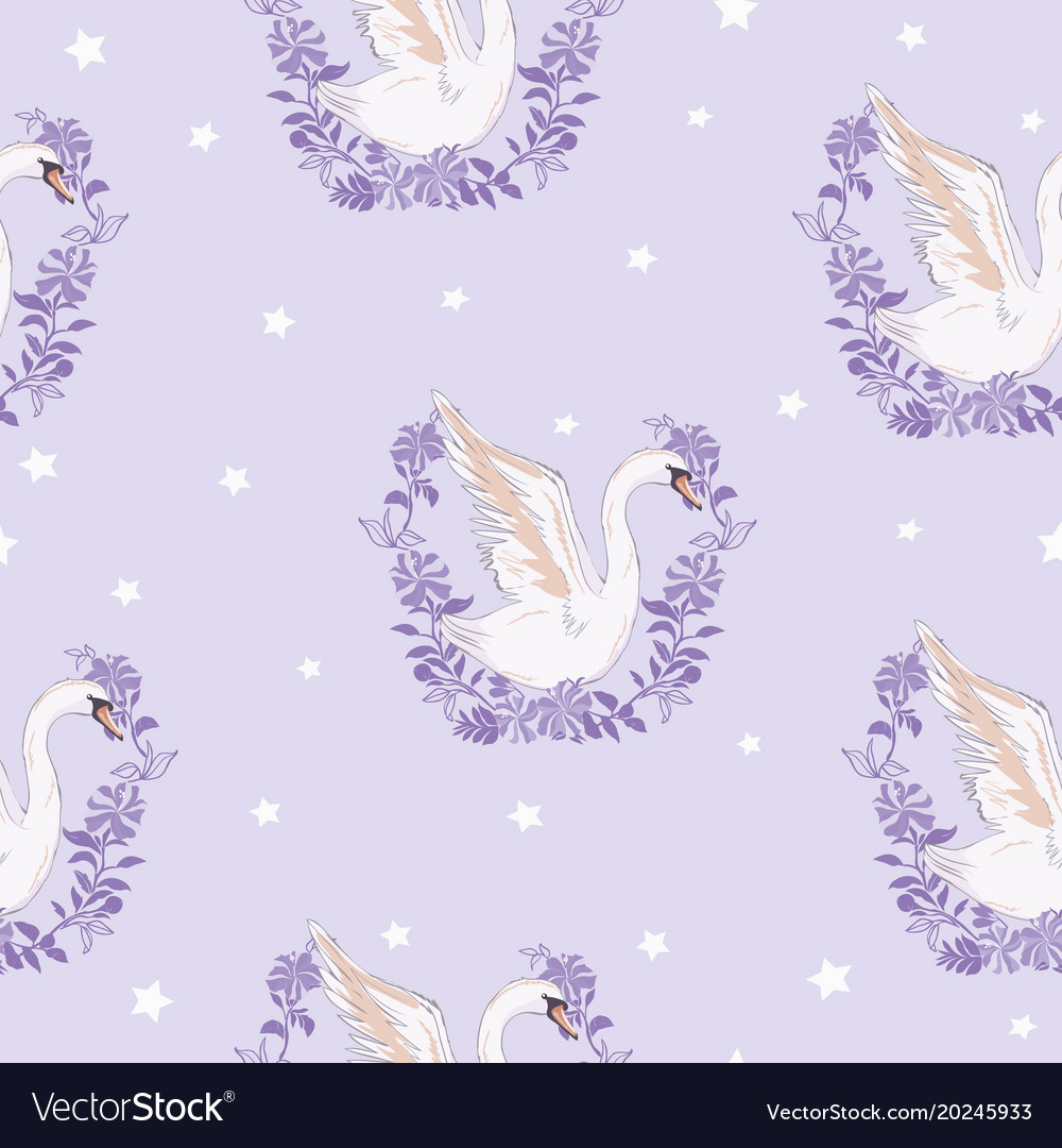 Seamless pattern with swans