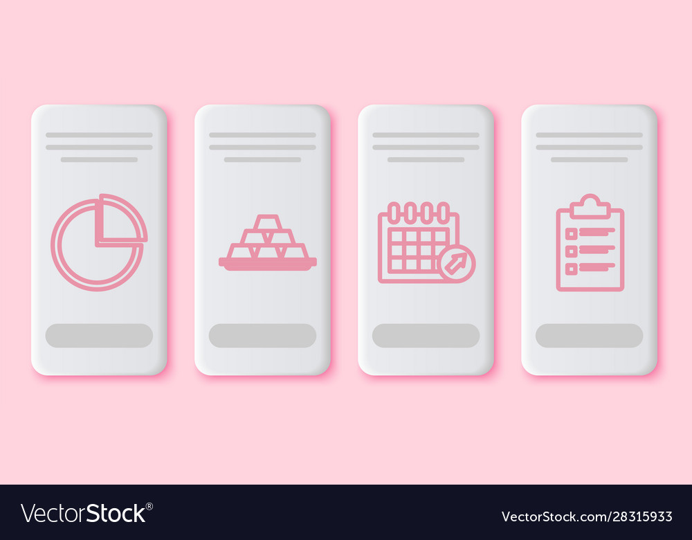 Set line pie chart infographic gold bars