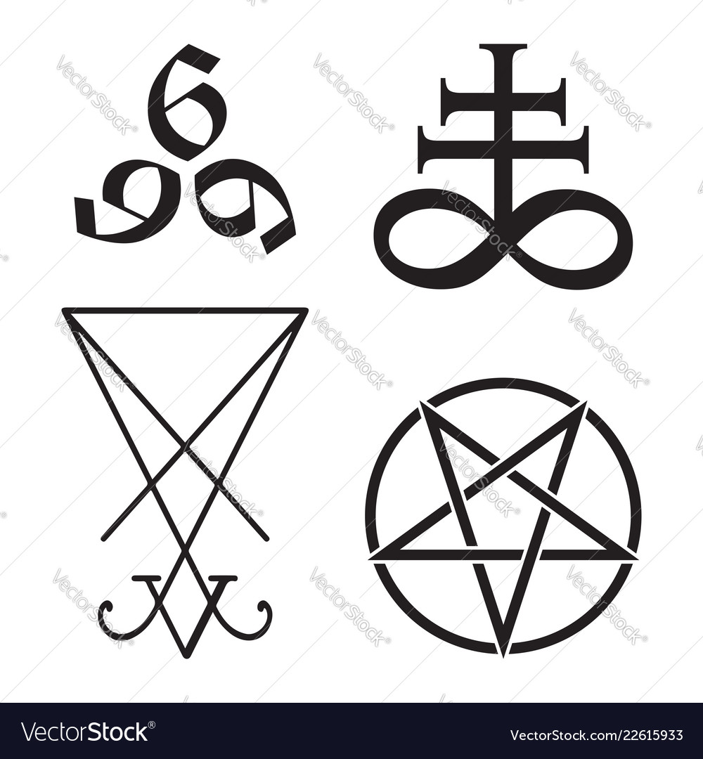 Set occult symbols leviathan cross pentagram Vector Image