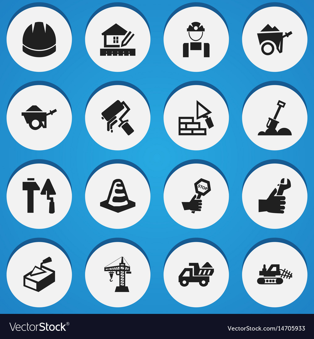 Set of 16 editable building icons includes