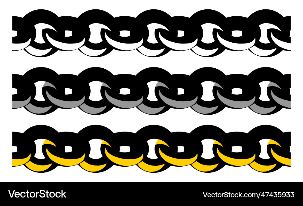 Set of three seamless brushes metallic chains Vector Image