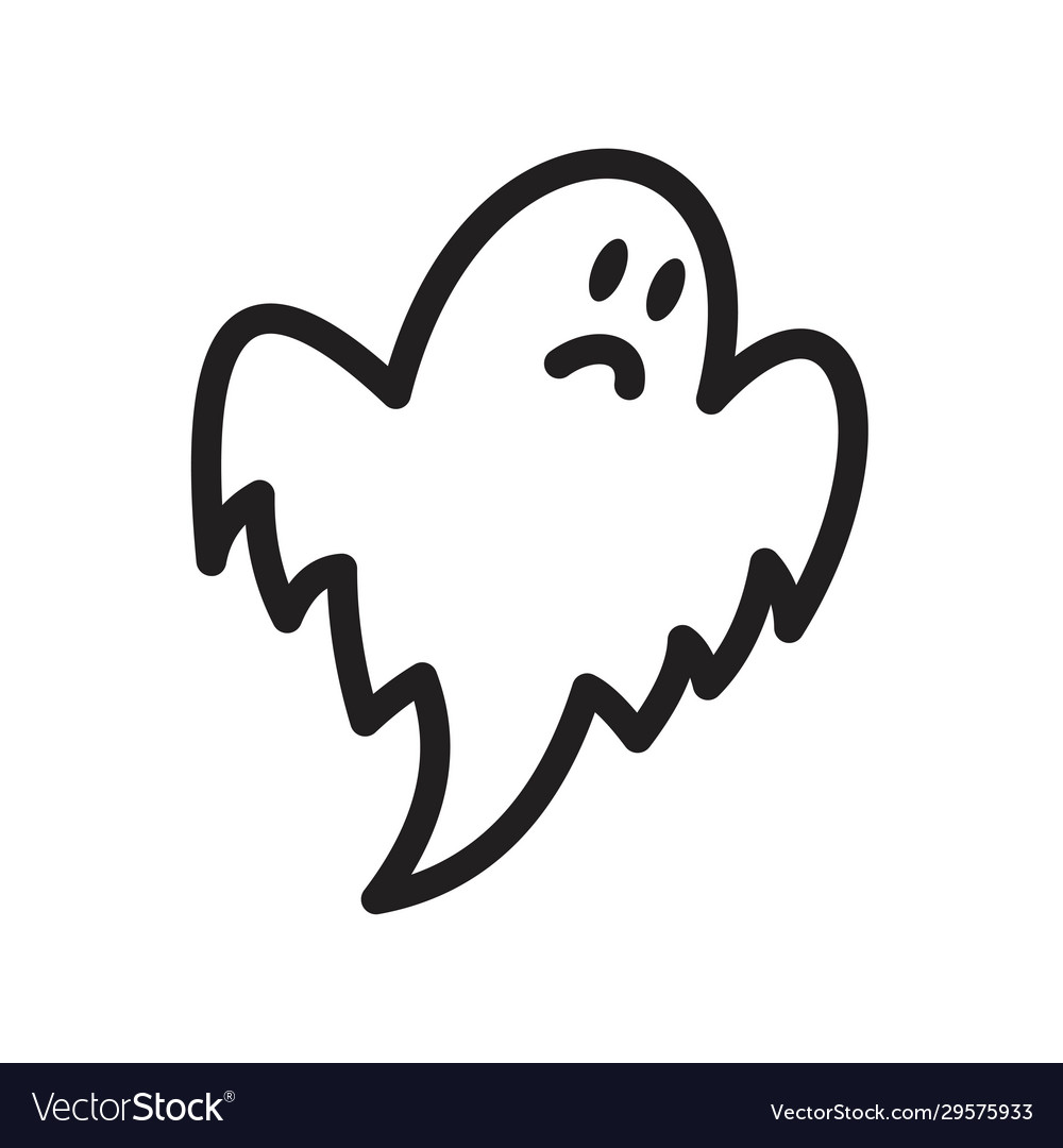 Spooky Ghost Icon - Black & White