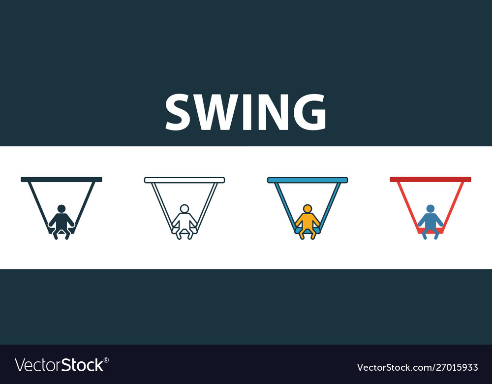 Swing icon set four elements in different styles