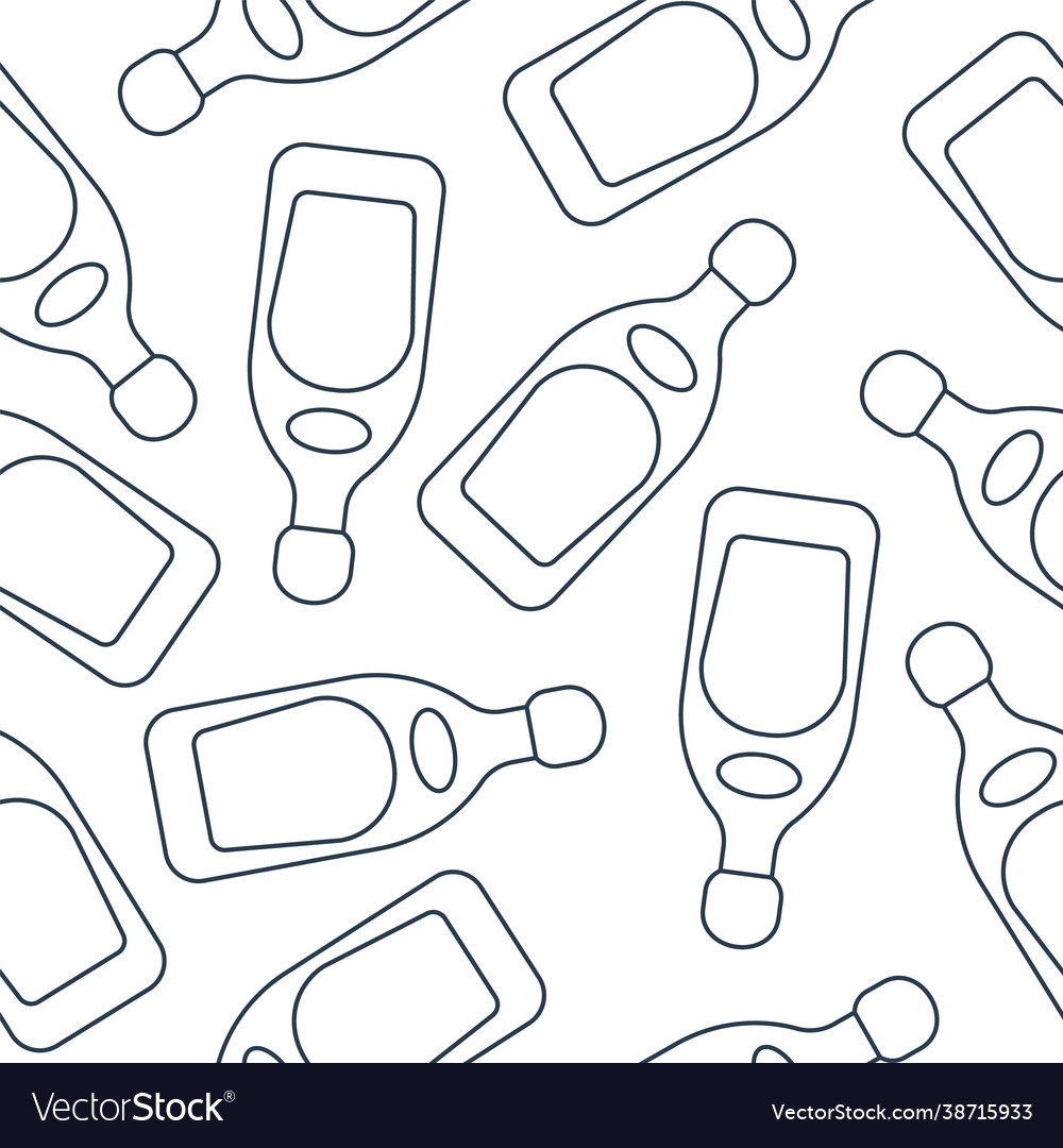 Tequila bottles seamless pattern line art style