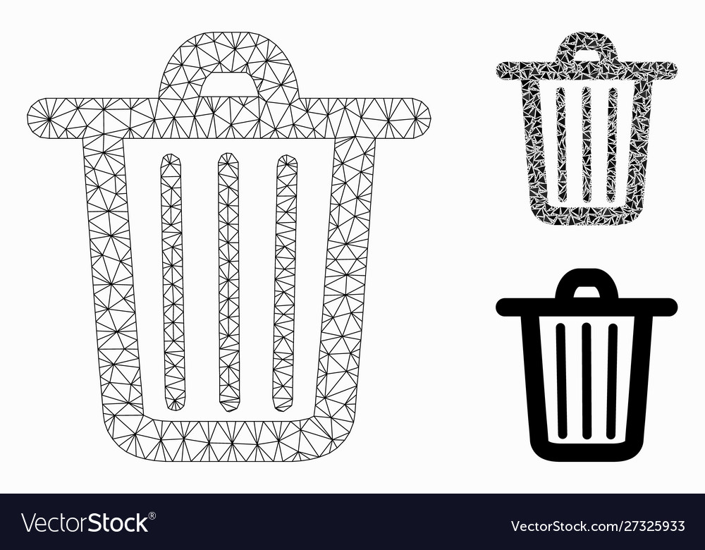 Trash can mesh wire frame model vector image Trash can mesh wire frame model
