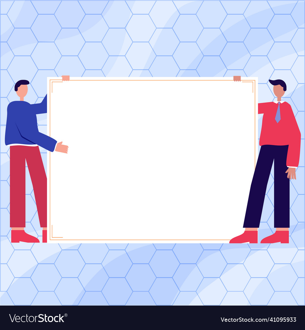 Two men drawing with empty paper background Vector Image Two men drawing with empty paper background
