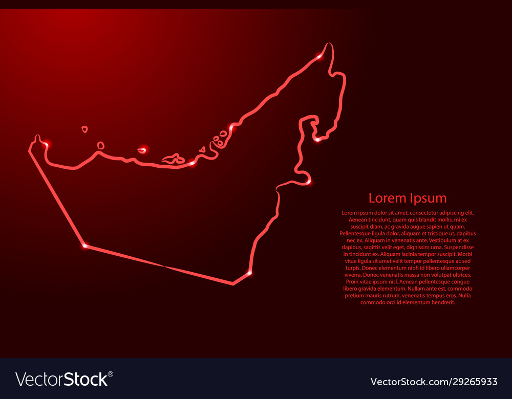 United arab emirates map from contour red