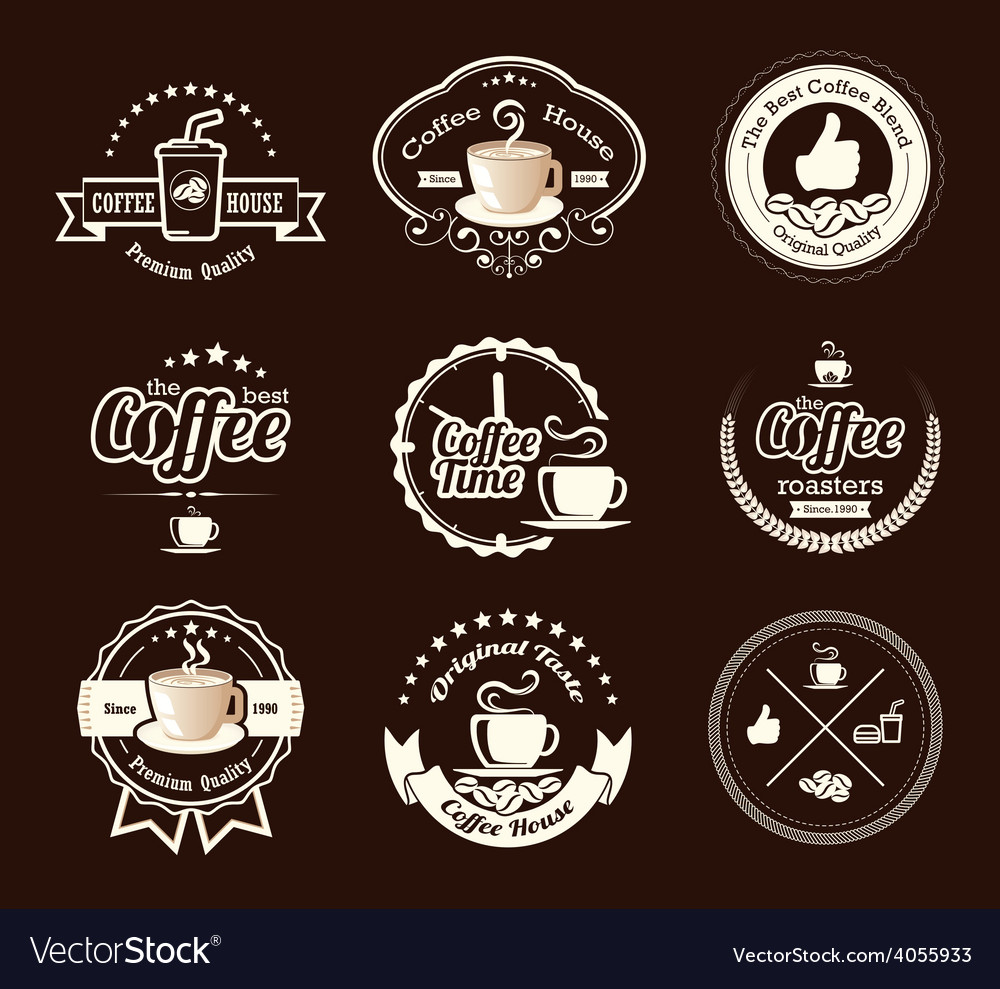 Vintage Coffee Badges & Labels Set
