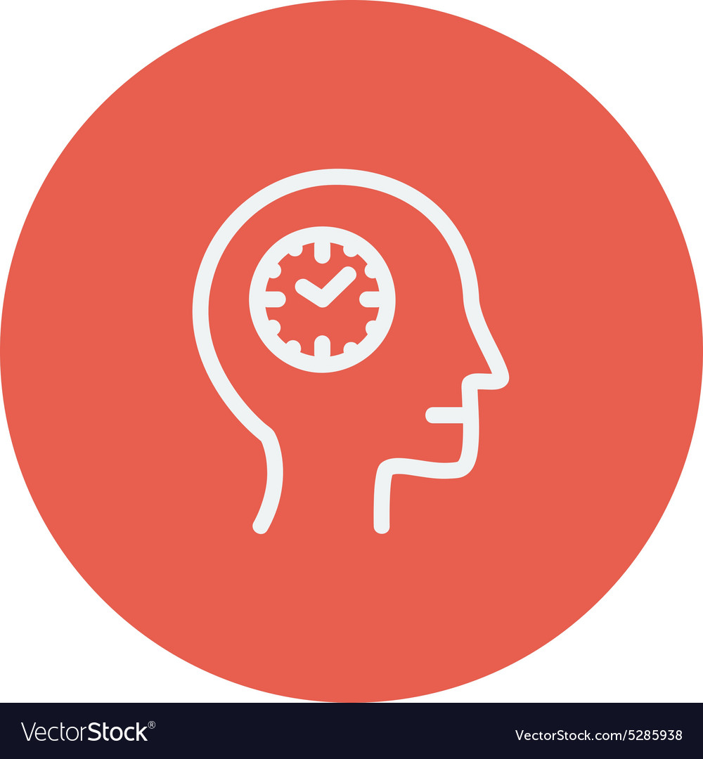 Clocks in head thin line icon