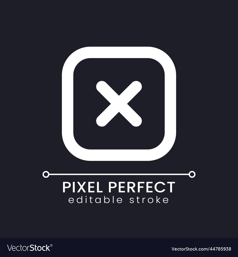 Close button pixel perfect white linear ui icon vector image Close button pixel perfect white linear ui icon