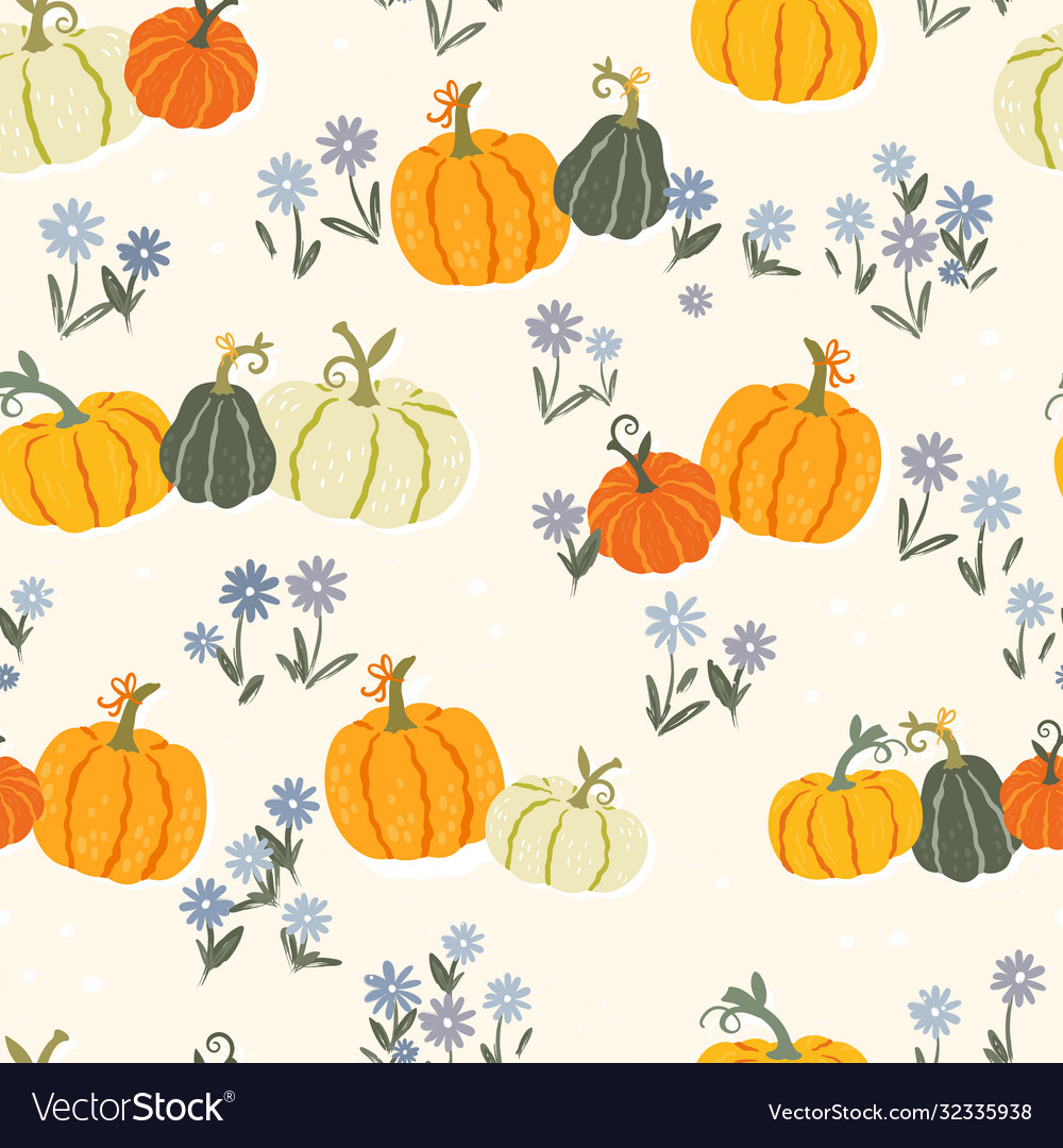 Cute hand drawn pumpkin seamless pattern